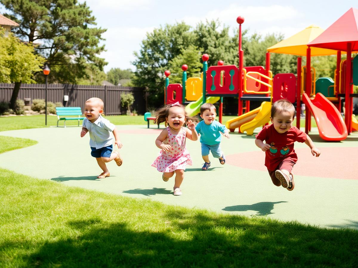 Kids running in the outdoor playground